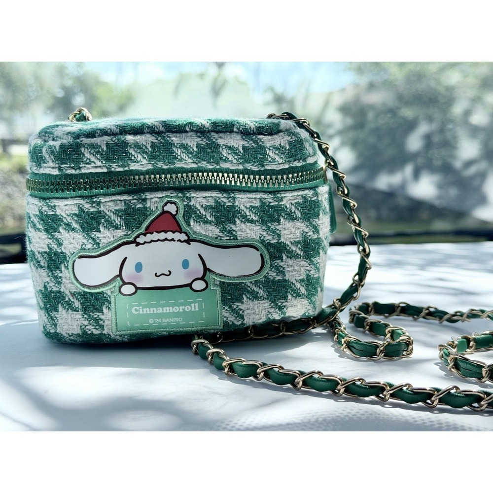 Official MINISO x SANRIO Cinnamoroll houndstooth green & white Crossbody Bag